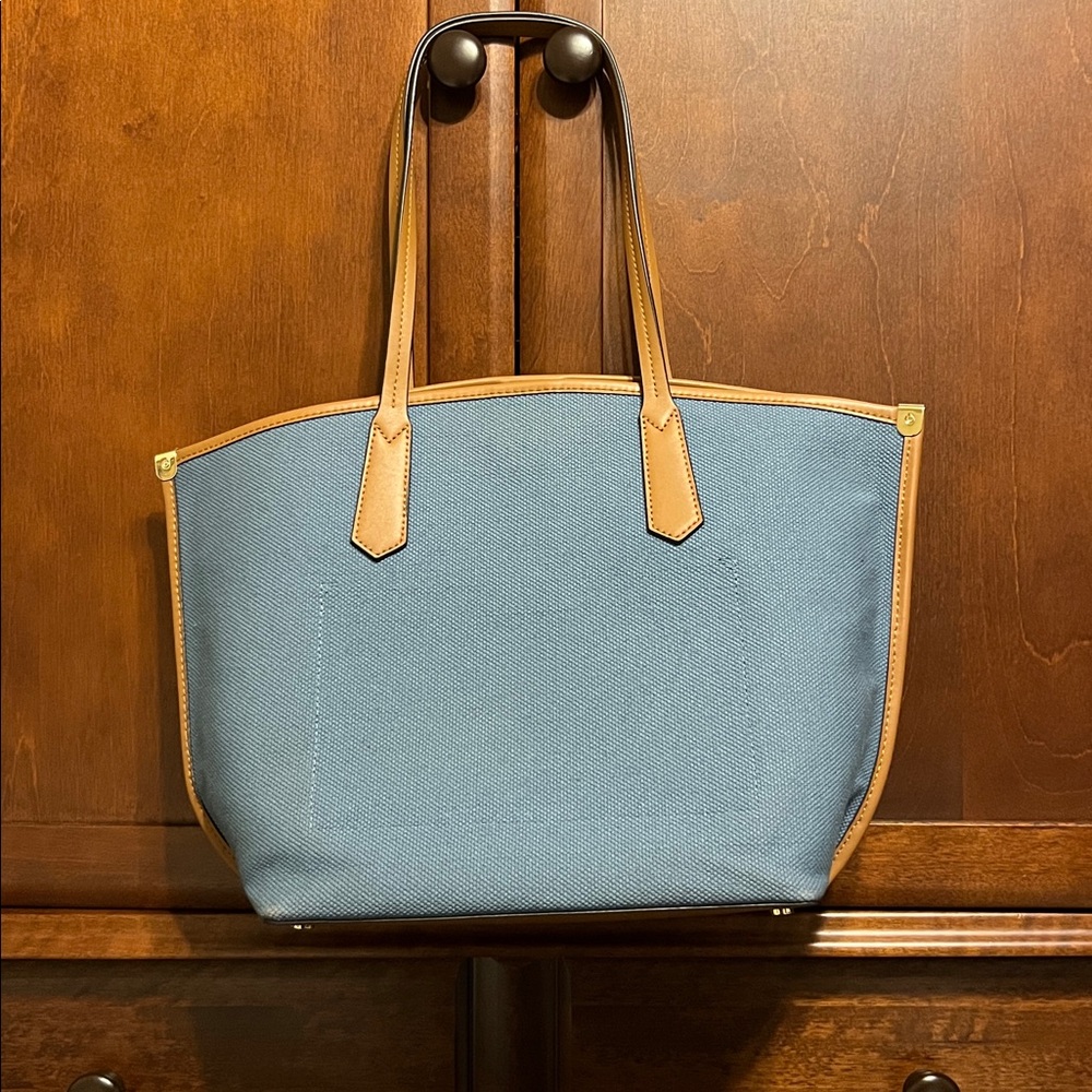 Michael Kors Denim Blue and Tan Tote - Picture 2 of 3